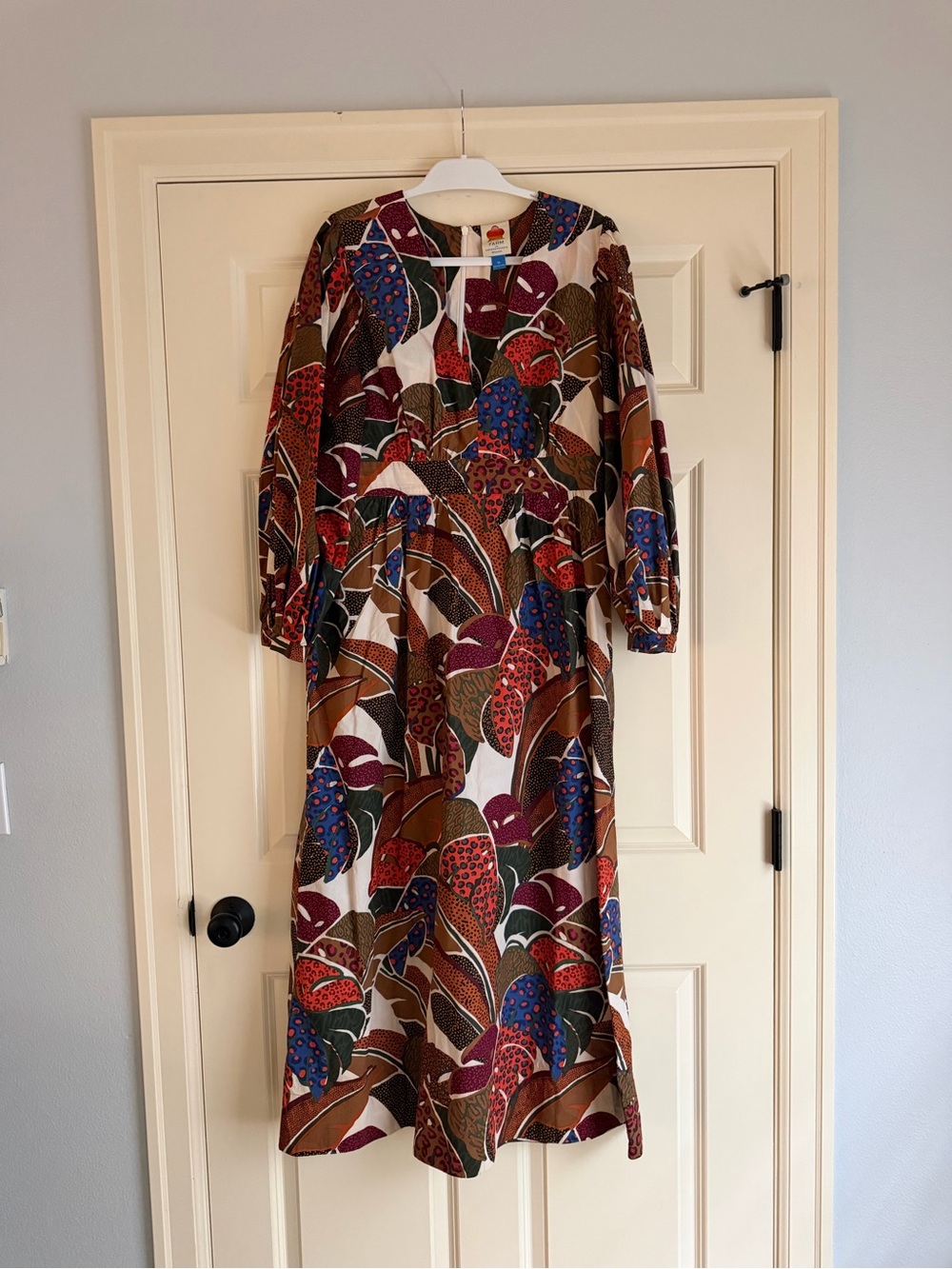 Farm Rio by Anthropologie V-Neck Floral Print Maxi Dress in Brown Multi - Picture 2 of 8